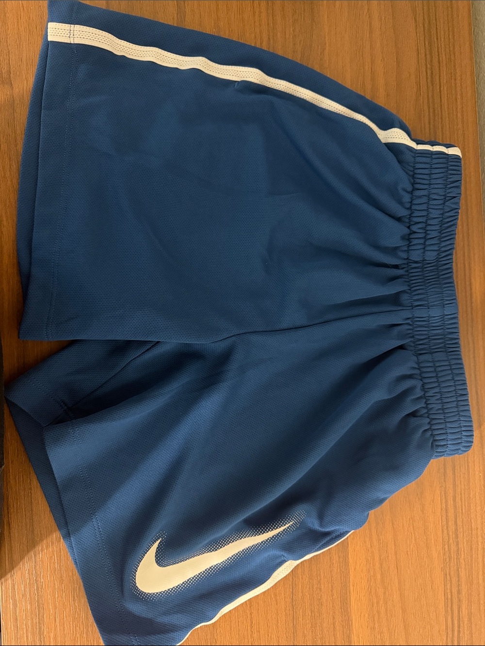 Nike Boy’s Navy Athletic Shorts with White Swoosh - Picture 1 of 2